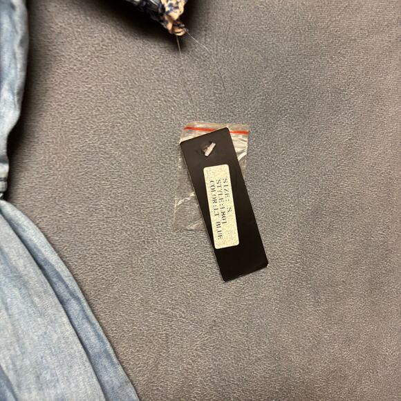 Lapis Embroidered Chambray Maxi Dress S Blue Cottagecore Hippy Boho Soft Denim - Picture 3 of 11